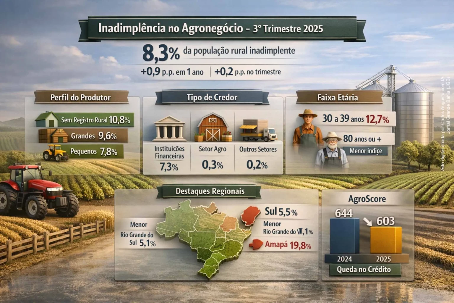 Inadimplência no Agronegócio Atinge 8,3% da População Rural no 3º Trimestre de 2025 Inadimplência no Agronegócio Atinge 8,3% da População Rural no 3º Trimestre de 2025