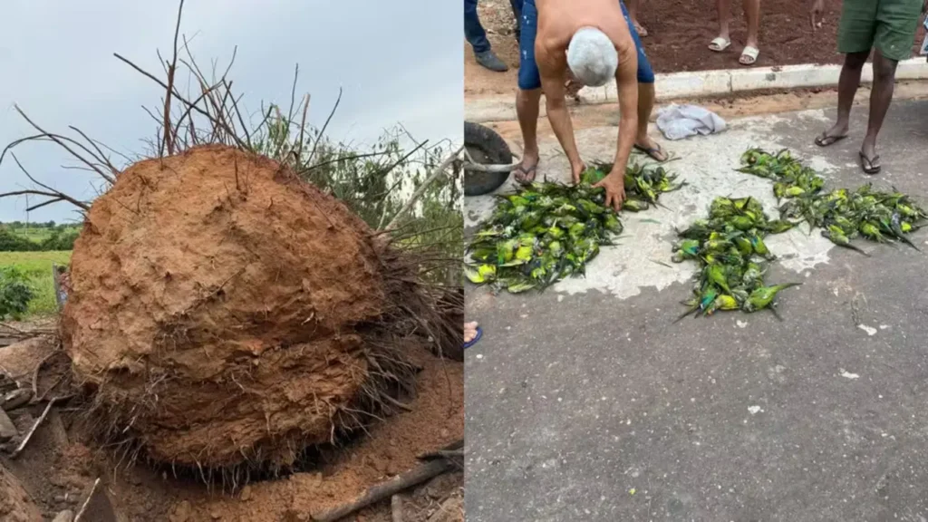 Mais de 350 periquitos morrem no Maranhão após queda de eucalipto durante tempestade Mais de 350 periquitos morrem no Maranhão após queda de eucalipto durante tempestade